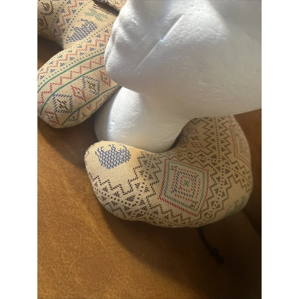Elephant Neck Pillow handmade, Tan, Red, And Purples